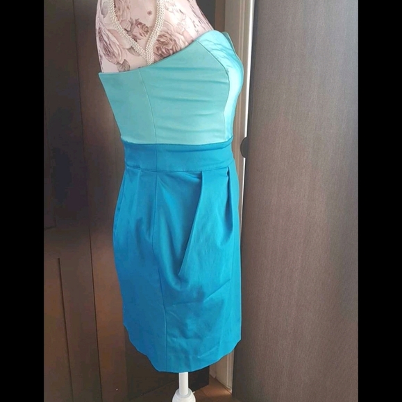 bebe 2 Tone Blue Strapless Dress - Picture 3 of 5